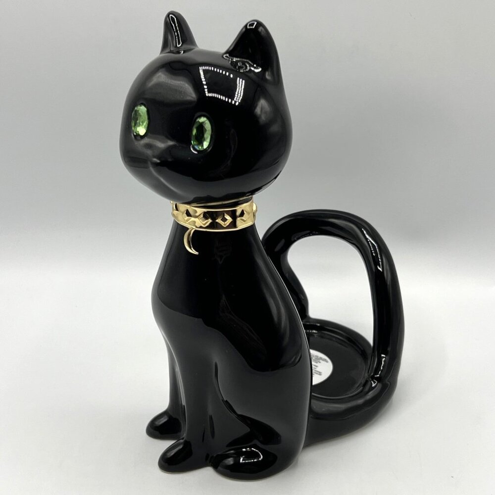 Bath & Body Works Halloween Black Cat Green Jewel Eyes Single Wick Candle Holder